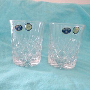 2 Bohemia Hand Cut 24% Lead Crystal Glasses Beer Water Beverages Whiskey NEW